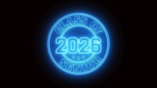 class of 2026 with blue neon sign on the green screen background