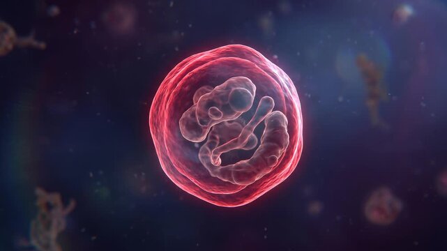 HANTAVIRUS Microscopic cinematic footage showing the intricate details of the virus particle