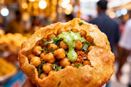 Street food snack with chickpeas and sauce