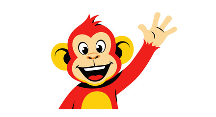 Cute cartoon monkey waving hello, friendly character, isolated on white background © titik