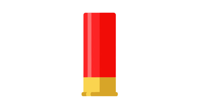 Red and gold shotgun shell, isolated on white background, flat design