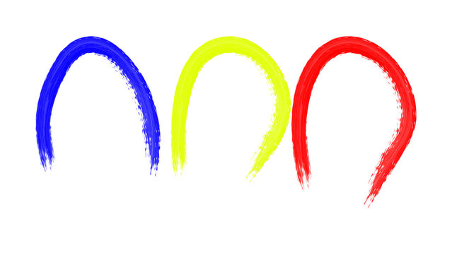 Ilustraci&oacute;n de tres l&iacute;neas con los colores azul, amarillo y rojo en un fondo transparente 
