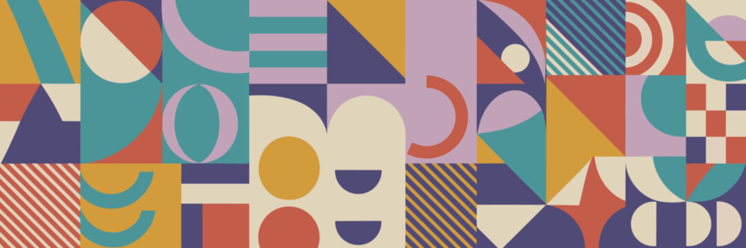 Abstract geometric pattern with retro color palette