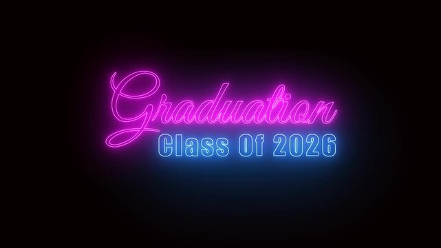 graduation class of 2026 with neon light effect green screen background