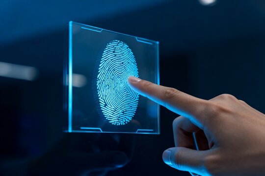 Finger touching digital fingerprint scanner