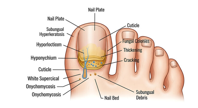 Anatomy of a human toenail.