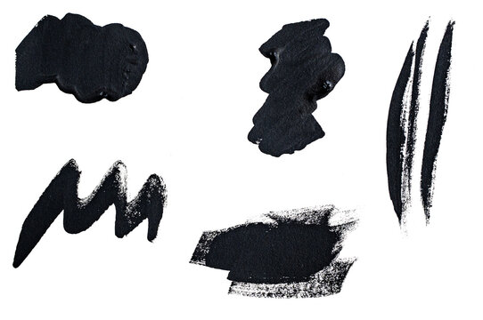 Colecci&oacute;n de pinceladas negras abstractas aisladas sobre fondo transparente para dise&ntilde;o creativo