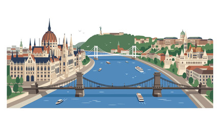 Obraz premium Budapest cityscape with river Danube and bridge