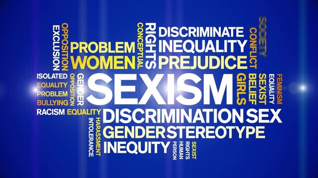 Sexism animated word cloud-text design animation tag kinetic typography seamless loop.