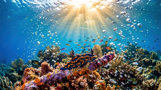 coral reef and diver