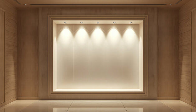 Shop window display, Empty storefront, Showcase on the street.mock up 3D render