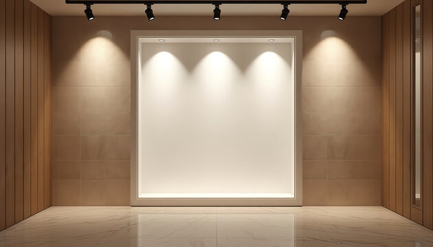Shop window display, Empty storefront, Showcase on the street.mock up 3D render