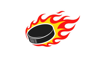 Fototapeta premium Hockey Puck on Fire - Dynamic Sports Action