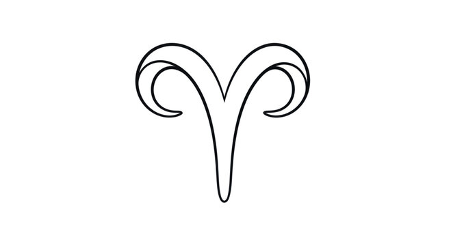 Aries Zodiac Symbol Outline, Astrology Sign Icon, Horoscope Symbol