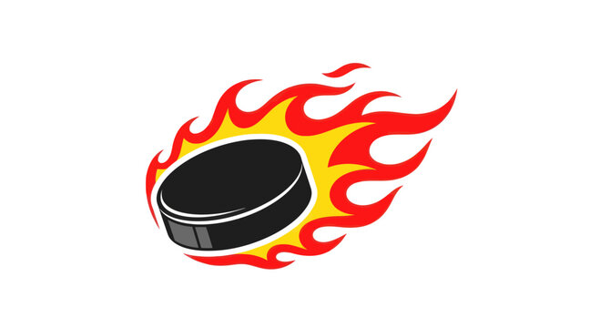 Hockey Puck on Fire - Dynamic Sports Action