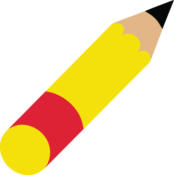 A bright yellow pencil with a red band and sharp graphite point is a classic tool for writing and drawing.