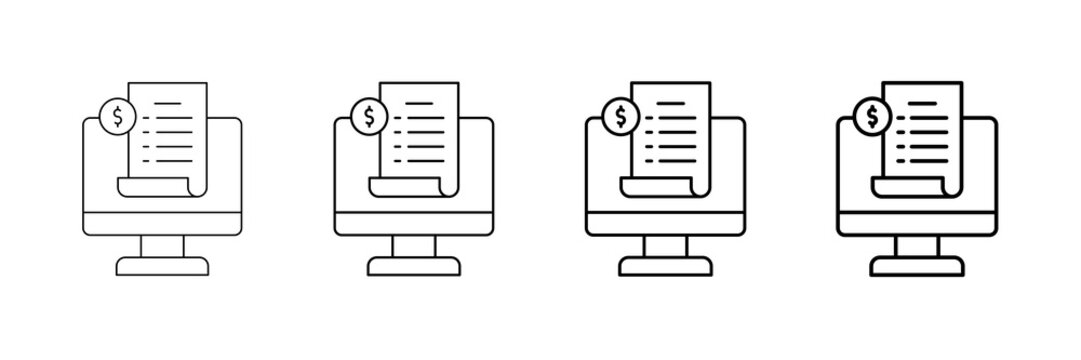Expense Report Icons Vector Set In Different Stroke Line Style