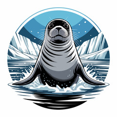 Cartoon illustration of a seal. © bos