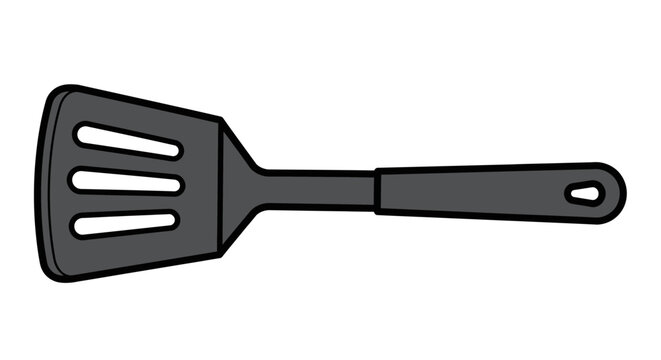 Simple Grey Kitchen Spatula Illustration for Cooking and Baking Tasks Graphic Outline Art