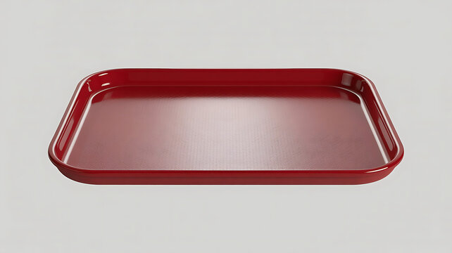 Red rectangular serving tray on white background with rectangular container tableware isolated background minimalist kitchenware