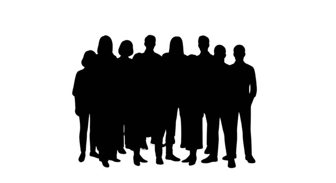 Black silhouette of people standing together