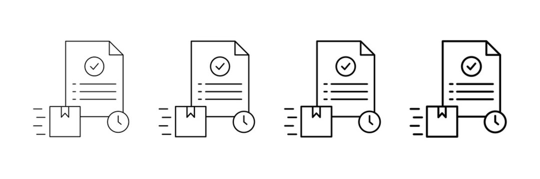 Proof Of Delivery Icons Vector Set In Different Stroke Line Style