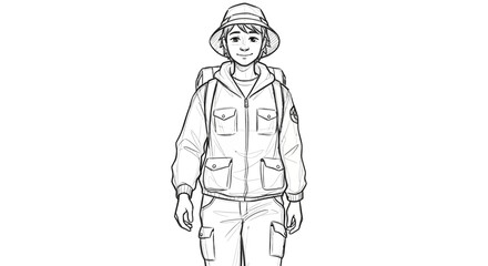 Fototapeta premium Young explorer with backpack and hat, ready for adventure
