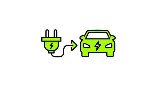 Electric car charging plug icon.