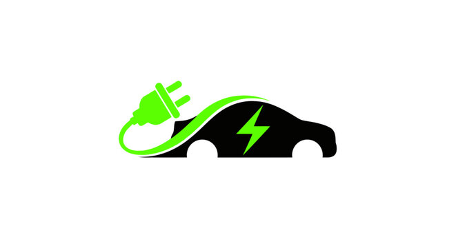 Electric car charging symbol logo.