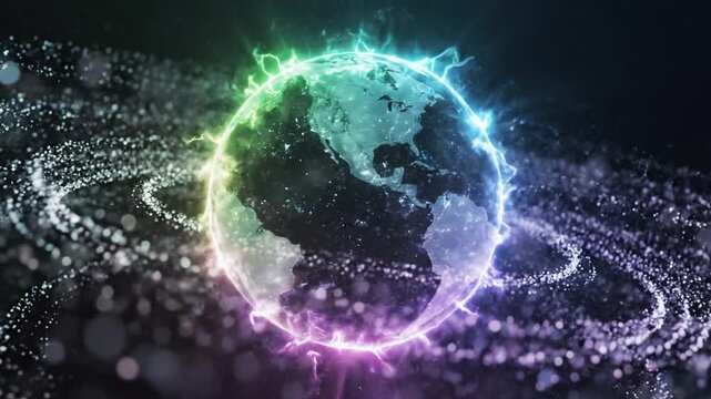 Glowing Orb Emitting Light Pulsing with Energy in Dark Space