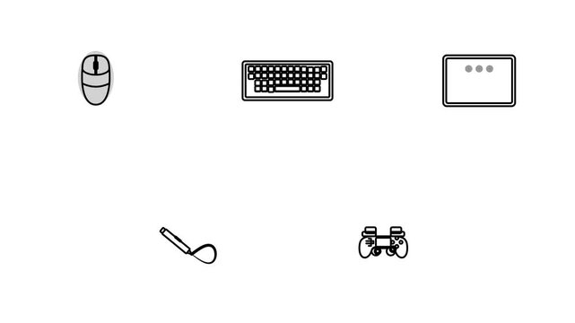 Computer Input Devices Minimalist Tech Icons Bundle Loop