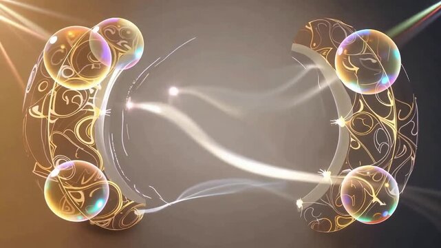 Abstract Neon Orbs and Light Rings Forming in Dynamic Frames.