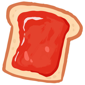 Toast With Strawberry Jam Hand Drawn Illustration