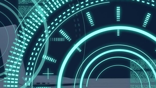 Teal HUD rings pulsing and rotating after activation, shifting telemetry to visualize system scan