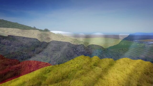 Drone motion causing ghost ridges sliding, yellow hill centering, terraces settling, clarifying sea