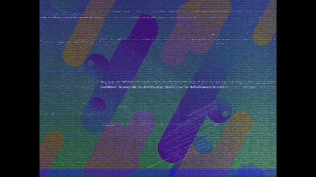 Glitch pulsing, pills sliding over green gradient while scanline flickering, revealing waveform