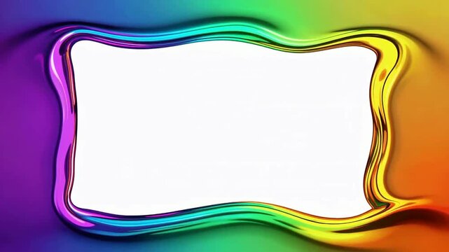 Colorful Abstract Rainbow Frame with Fluid Motion.