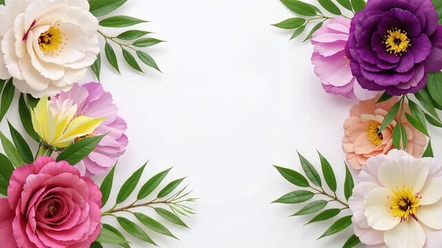 Colorful Floral Border Frame Video Montage.