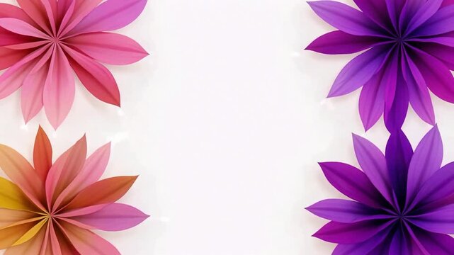 Colorful flower petals in mirrored frame video.