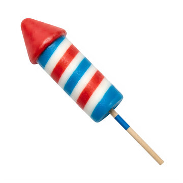 American independence day rocket popsicle isolated on transparent background
