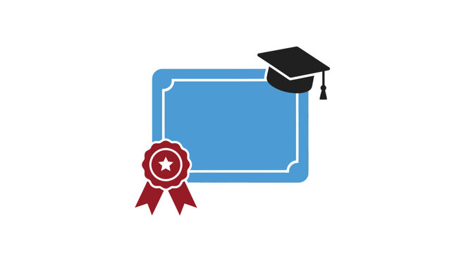 Graduation Cap and Certificate Icon.