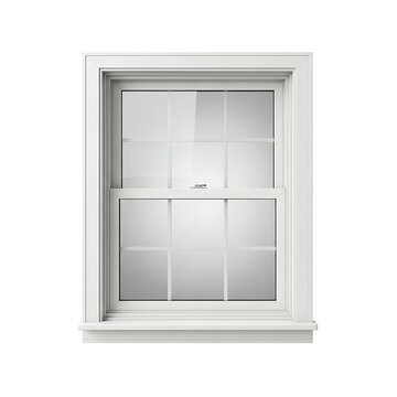 Modern White Double-Hung Window Isolated on White Background