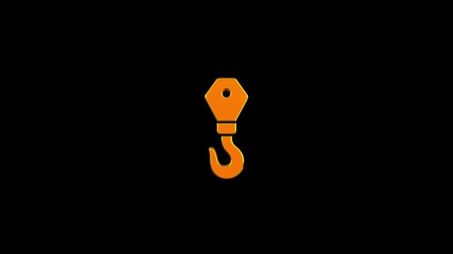 3D crane hook icon video black background. Three-dimensional Crane hook icon animation. 3D Crane hook motion animation.