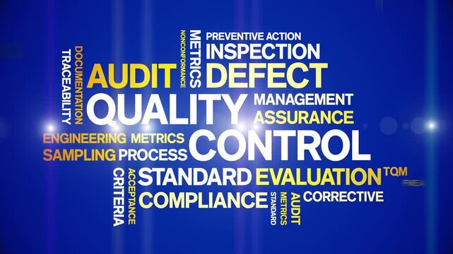 Quality Control animated word cloud-text design animation tag kinetic typography seamless loop.