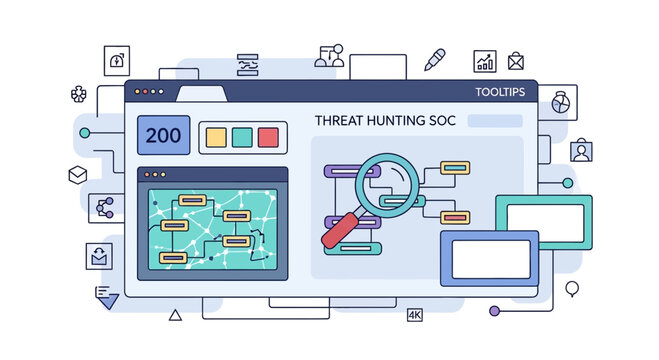 Threat hunting soc illustration data analysis and security concept
