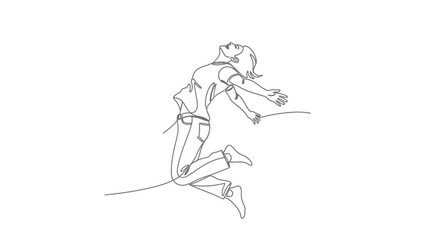 Fototapeta premium Joyful Woman Jumping Line Art