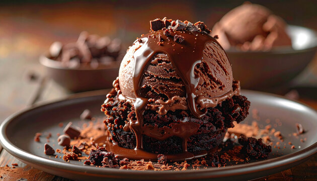 Decadent chocolate dessert with syrup