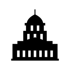 Naklejka premium Government building icon silhouette, white background, vector Illustration