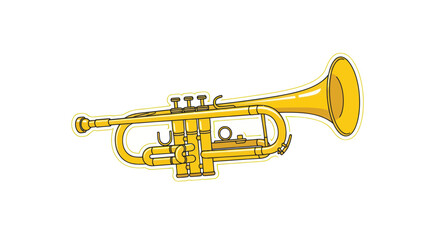 Obraz premium Golden Trumpet Musical Instrument Isolated on White Background