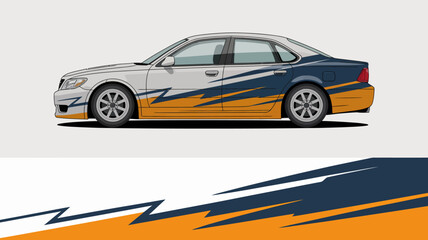 Obraz premium Car with orange and blue design.